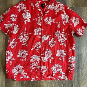 GAP Coral Short-Sleeve Hawaiian Button-Down Shirt-XXL